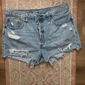 Levi's Light Blue Distressed Jean Shorts